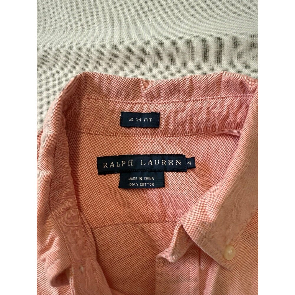 Polo Ralph Lauren Slim Fit Pink Salmon Long Sleeves Button Down Shirt Size 4 - Picture 6 of 7